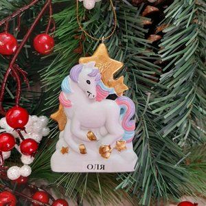 Handmade Russian Olya Unicorn Christmas Ornament